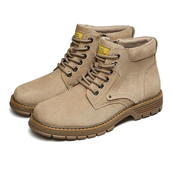 KANGNAI Мъжки обувки Военни ботуши с цип Мъжки ботильоны Martins Градинска Ежедневни зимни обувки от волска кожа, велур