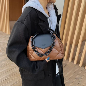 Kawai Чанта 2022 Хит Зимни изкуствена кожа Мека стеганая Дамски дизайнерска чанта Луксозна Марка на Веригата Чанта през рамо през рамо