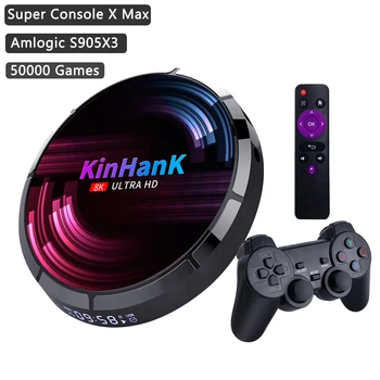 Kinhank Console Super X MAX Ретро конзоли S905X3 за PSP, PS1 N64 Вградени 50000 Игри Smart TV Box Android 9.0