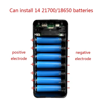 LCD дисплей 14x18650/18700/20700/21700 Корпус на отделението за батерията Корпус Захранване с Външна кутия, без Защитен кожух на батерията