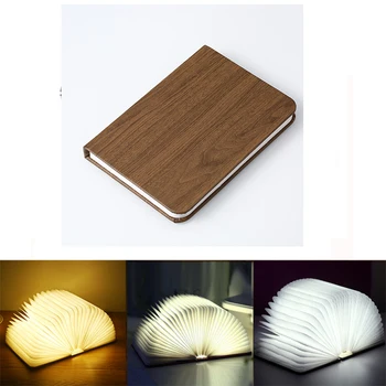 Led Книжния лека нощ Преносим 3 Цвята 3D Творчески Wooden 5 В USB Акумулаторна батерия LED хартиен Фенер Сгъваема Маса с Настолна Лампа Декор