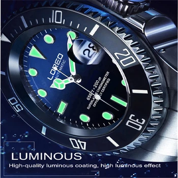 LOREO Автоматични механични часовници Diver Sport 200 м Луксозна марка Мъжки часовници Бизнес ръчен часовник Мъжки часовник Relogio Masculino
