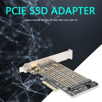 M. 2 NVME към дънната платка модул адаптер, PCIE M+B Ключ NGFF SSD до платка разширяване на PCI-E 3.0 SATA X4