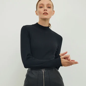 Mkyn дамски пуловери с дълъг ръкав и висока яка основен стил вязаный женски пуловер жилетка с риза облекло