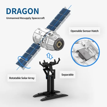 MOC SpaceX Dragon Космически Кораб Строителни Блокове Модел на Космически Кораб на Вселената Тухли Идея на Кораба Астронавти Играчки за деца, Подарък за рожден ден