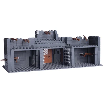 MOC WW2 Военна Крепост Строителни Блокове Фигурки Защитна Стена Блокгауз с Оръжие 98K Оръжие Тухли Набор от детски играчки, Подарък D271