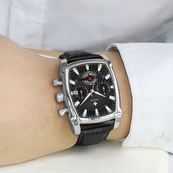 Montre Homme WWOOR 2021 Модерен спортен часовник за мъже на Марката Луксозни Военни Непромокаеми Кожени ръчен часовник Мъжки Часовник Хронограф