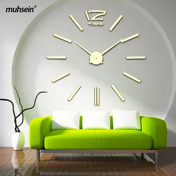 Muhsein Тъпо Стенни Часовници Модни Часовници на Домашен интериор 3D DIY Големи Часовници Акрилни Огледални Стенни Часовници За Всекидневна Офис