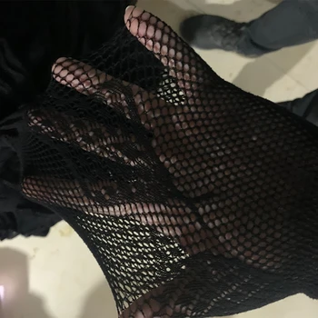 MXMA Женски пънк секси чорапогащник в рибарска мрежа Harajuku Зли Черни змеиные чорапогащник с жаккардовым модел Прозрачни мрежести чорапи Аниме Лолита