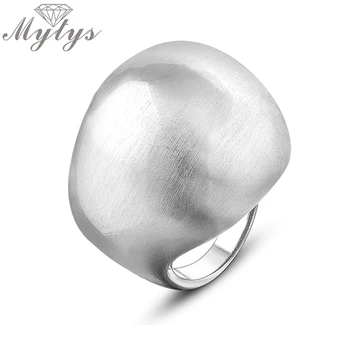 Mytys Унисекс огромен пръстен от бяло злато с голям пръстен Безплатна доставка на Дамски модни бижута R870