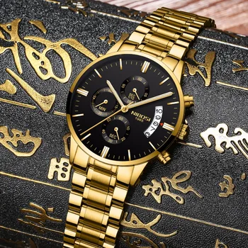 NIBOSI 2309 Мъжки часовници Най-добрата марка на Луксозни Водоустойчив Часовник с дата Кварцов ръчен часовник Хронограф Светещи мъжки часовник Relogio Masculino
