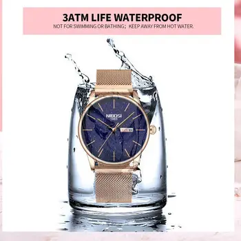 NIBOSI Розово-сини Нови часовници за чифт Луксозни кварцов мъжки часовник Дамски прости ръчни часовници Звездното небе Водоустойчиви часовници за влюбени