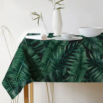 Nordic Tropische Plant Groen Blad Patroon Gedrukt Linnen М Diepte Tafelkleed Thuis Keukens Hotel Decoratieve Tafelkleed