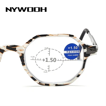 NYWOOH Анти-Синя Светлина Мультифокальное Бифокальное Четене на Жените и Мъжете Метални мулти фасетиран Очила Късогледство Пресбиопия Очила