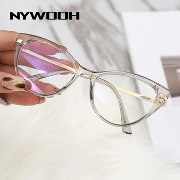 NYWOOH Анти-Синята Светлина на Компютърни Очила Дамски секси очила с кошачьим око Рамки Модната марка Червена Прозрачна Оптични рамки за дами