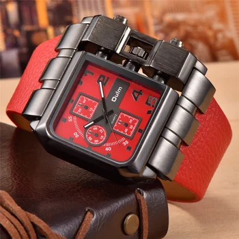 Oulm 3364 Модерен квадратен циферблат с широка каишка Мъжки кварцов часовник Луксозна марка Мъжки Часовници на Супер Големи мъжки часовник montre homme