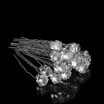 PINKSEE 20 бр. Кръгли Кристални Планински кристал, Щипки за коса Сватбени Аксесоари за младоженци Шнола за коса, за жени, Бижута Подарък на едро