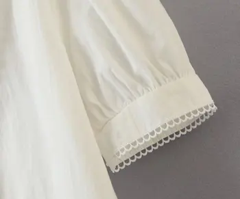 PUWD Ежедневни дамски бели ризи с отложным яка 2021 Лятна модни дамски лейси свободна риза с къс ръкав за момичета шик блузи