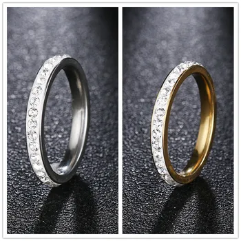 QianBei Пръстени от неръждаема стомана пръстен За жени однорядное пръстен