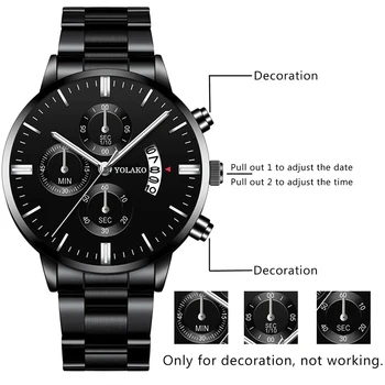 Reloj hombre Модерен мъжки часовник от Неръждаема стомана Луксозен Календар на Кварцови ръчни часовници Бизнес часовници Мъжки Часовници relogio masculino