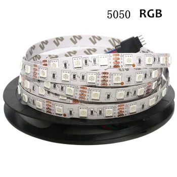 RGB Светодиодна лента 5050 SMD 60 светодиода/M Лампи DC12V Гъвкава Светлинна Лента 1/2/3/4/5 М Бар лампа Непромокаемая Led лента райе бял цвят
