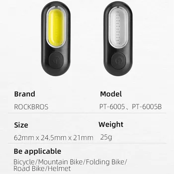 ROCKBROS Мотор Задна Светлина USB Акумулаторна Велосипеден Фенер е Предупреждение Водоустойчив 5 Модел Светлина Аксесоари за велосипеди Заден фенер Наем