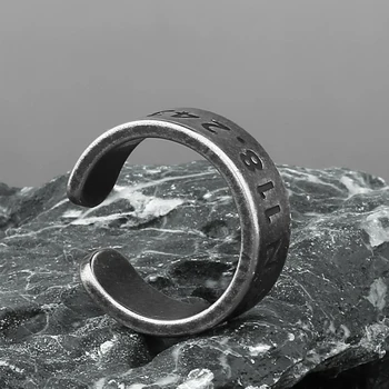 RVintage географска Ширина и Дължина Старинни Бижута Титановая стомана Материал, Просто мъжки пръстен Хвостовое пръстен Подарък Бижута на Едро