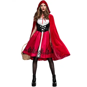 S-6XL Женски секси костюм на Червената Шапчица за възрастни на Хелоуин Маскарадное рокля +Дъждобран Cosplay Костюм