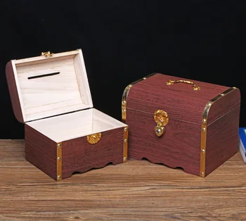 S/M/L Пиратско Съкровище Дървена Касичка Парични Монети Сейф За съхранение на Пари, Кутия За деца, Подарък за рожден Ден на рожден Ден с Капаче във формата на сърце