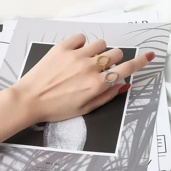 S925 пръстени от сребро, за жени издълбани овални Отворени Регулируеми пръстени за пръстите на изискани бижута са антиалергични бижута и аксесоари