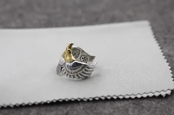 S925 сребро двойка отворен пръстен самоличността на класически индийски мода ретро стил месингови птици изпрати любовника си бижута подарък