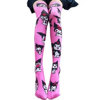 Sanrio Kuromi Чорапи над коляното Копринени чорапи, Плюшени дамски чорапи Sanrio Чорапи с принтом Kawaii My Melody Кити Cinnamoroll