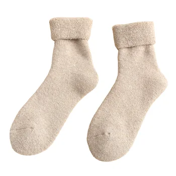Scatter прежди Зимни дебели хавлиени дамски чорапи Прости топли японски фланцевые обикновена чорапи в стил Ретро Дизайн чорапи