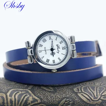 Shsby Нови модни дамски часовници с дълга кожена каишка на дамски сребърни часовници-гривни ROMA реколта часовници дамски часовници с роклята
