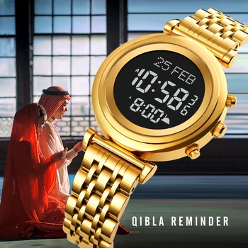 SKMEI Марка Луксозни Творчески мюсюлмански Цифров часовник краката към qibla водоустойчиви Дамски Модни дамски рокли led Електронни часовници