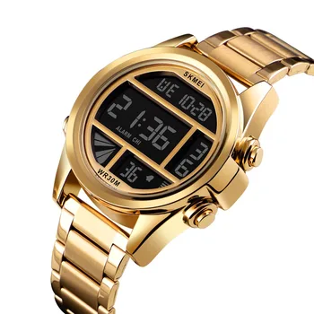 SKMEI Спортни мъжки часовници Луксозни Златни Цифров Часовник Хронограф Водоустойчив Светлинен Дисплей Модерни Ежедневни Електронни часовници