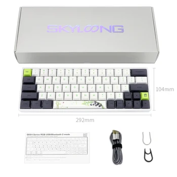 Skyloong SK64 Панда Механична Клавиатура 64 Клавиши, USB, Bluetooth Оптичен Превключвател, RGB PBT Капачка за Комбинации Гореща Подмяна на Игрални Аксесоари