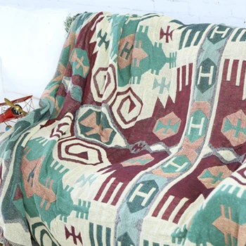 Slowdream Памучни одеала в Бохемски стил Калъф за дивана Покривки за легло, Юрган Одеяло Вязаное за възрастни 130x180 см Размер Декорация на дома
