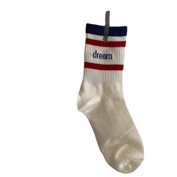 SP&CITY College Стил Мечтите Ден с писмото принтом памучни чорапи Дамски Корейски Ins Забавни Чорапи със Средна Дължина, Студентски Спортни, Ежедневни чорапи