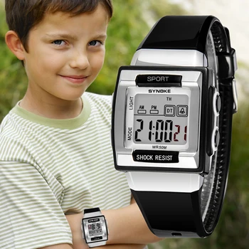 SYNOKE Деца Момчета LED Електронни Дигитални Часовници, Водоустойчиви Часовници Спортни Часовници За Деца Момичета Студентски Часовници Дропшиппинг