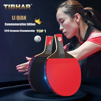 TIBHAR LIQIAN Edition Ракета за тенис на маса 5-слойная Дървена Эбонитовая ракета за пинг-понг с кръгла висока адхезия; пинг-понговой прилеп с чанта