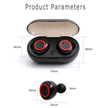 TWS Bluetooth Слушалки Безжични Слушалки Стерео Слушалки 5.0 Мини Спортни тапи за уши с зарядно устройство Предавателна за Всички смартфони