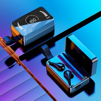 TWS Безжични слушалки Bluetooth HD LED Дисплей, Огледален Екран Слушалки, Зарядно устройство 3500 mah 9D HIFI Стерео Слушалки Слушалки