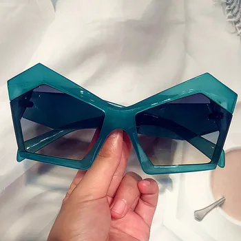 Unqiue Нередовни Личност Големи Слънчеви Очила за жени Нова Луксозна Марка Бонбони Цвят на Квадратен Зелен Оранжев Вечерни Слънчеви очила