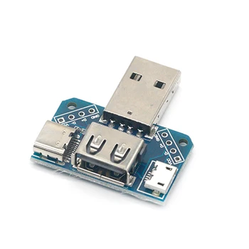 USB Централен комутатор Мъжки USB конектор за Type-c Micro Женски USB 2.54-4P тестова карта за пренос на данни USB адаптер плоча XY-USB4