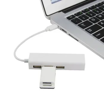 USB3.Тип 1-C USB-C Разливной Тройна Порт на Дисплея Hub RJ-45 Ethernet Мрежов Адаптер локална мрежа, Удължител за Кабел за Аксесоари Macbook PC