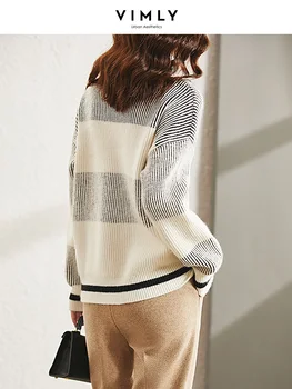 VIMLY 2021 Зимни поло Топъл пуловер за жени Елегантен Дълъг ръкав Свободен вязаный Топ пуловер femme трафика на Пуловери V0263