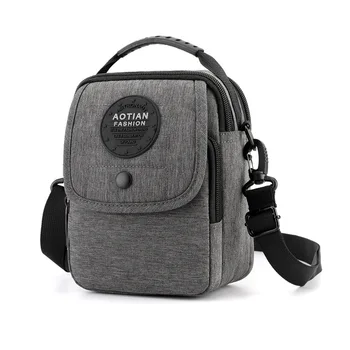 Weysfor Новата модерна мъжка чанта-месинджър Джоб за телефон Чанта през рамо За мъже Чанта на рамото Мултифункционален мъжки Малкият клапан Черен
