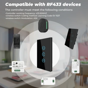 Wifi монтиран на стената lcd Сензорен Ключ с Дистанционно Управление 1 2 3 Банда Безжична Led Лампа Интелигентен Сензорен Превключвател на Стъкло RF433 Безжично Управление