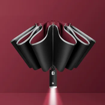 Xiaomi Auto Open Close Светоизлучающий led Обратната чадър с десет кости, трикуспидалната Автоматичен Бизнес чадър с световыми подаръци